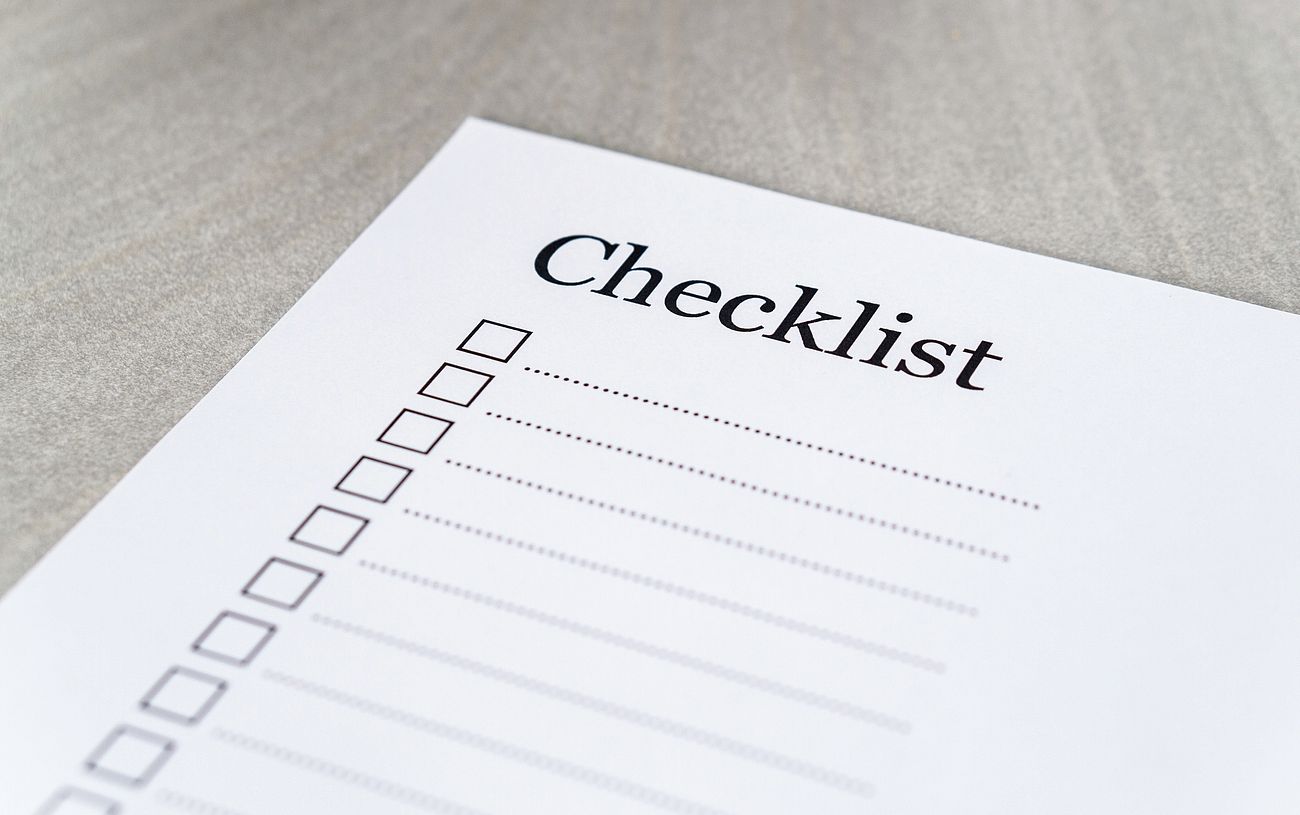 Close up of a checklist