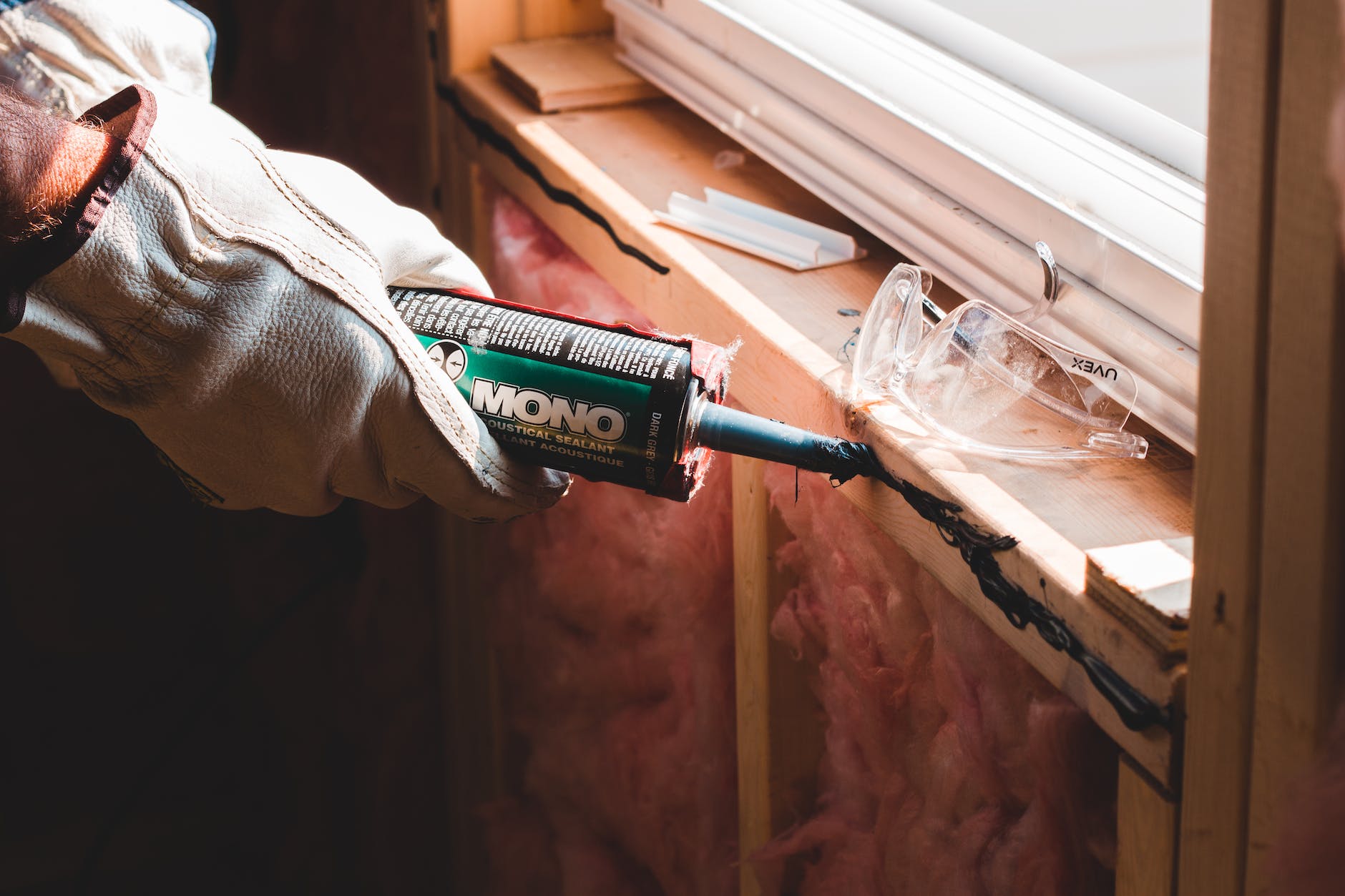 caulking a window frame